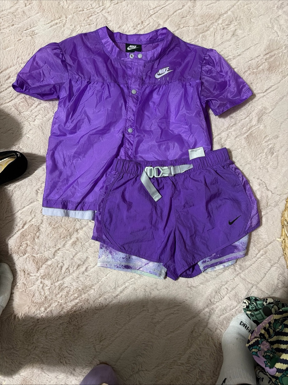 Nike Purple Girls' Athletic Shirt and Shorts Set